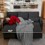 80 L-Shaped Sofa Couch Bed, Sofa Sleeper with Pull Out Bed, Reversible Sleeper Sofa Bed
