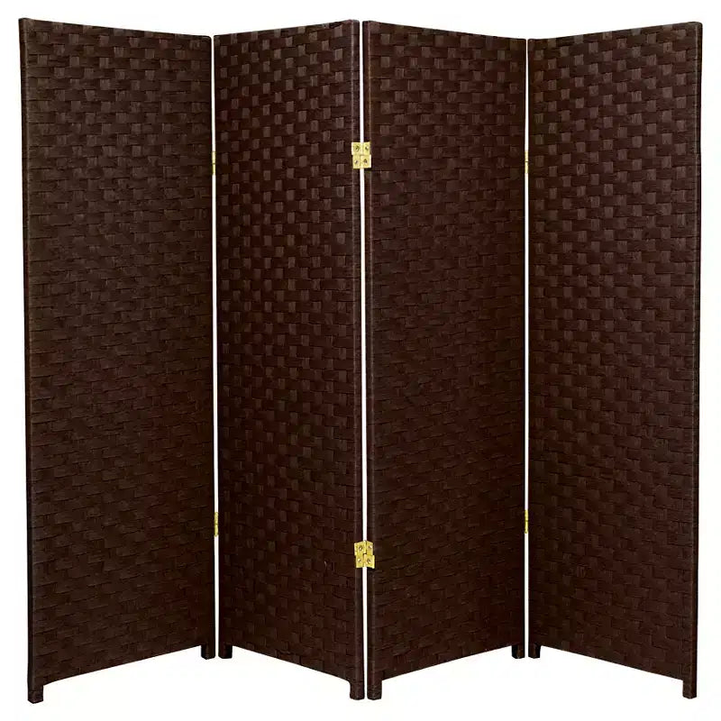 Paravent en fibres tressées de 1,20 m de haut (4 panneaux) - Oriental Furniture