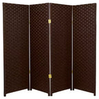 Paravent en fibres tressées de 1,20 m de haut (4 panneaux) - Oriental Furniture
