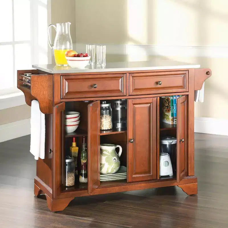 LaFayette Stainless Steel Top Full Size Kitchen Island - Crosley