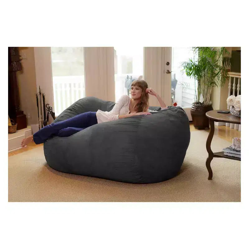 6' Large Bean Bag Lounger with Memory Foam Filling and Washable Cover - Relax Sacks