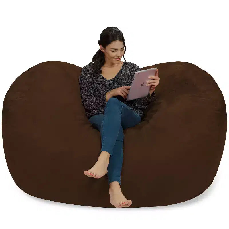 6' Large Bean Bag Lounger with Memory Foam Filling and Washable Cover - Relax Sacks