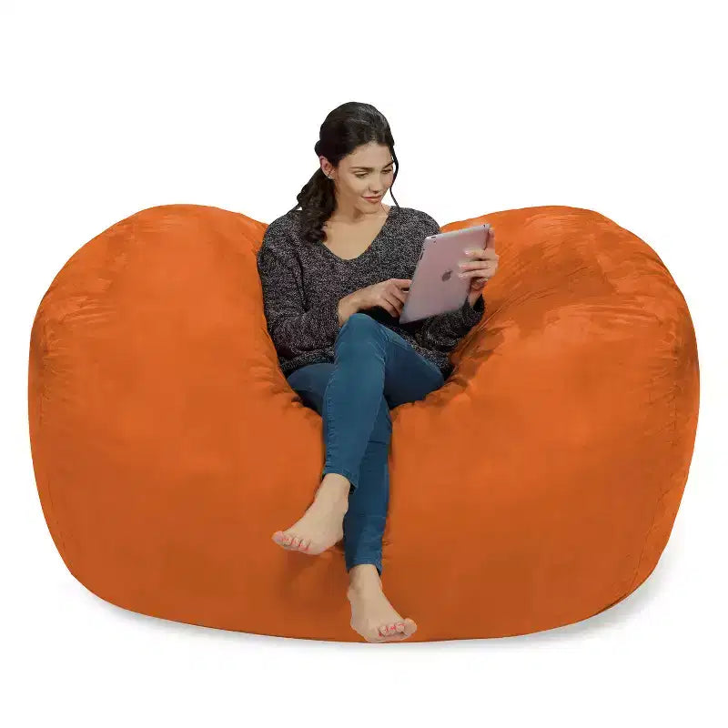 6' Large Bean Bag Lounger with Memory Foam Filling and Washable Cover - Relax Sacks