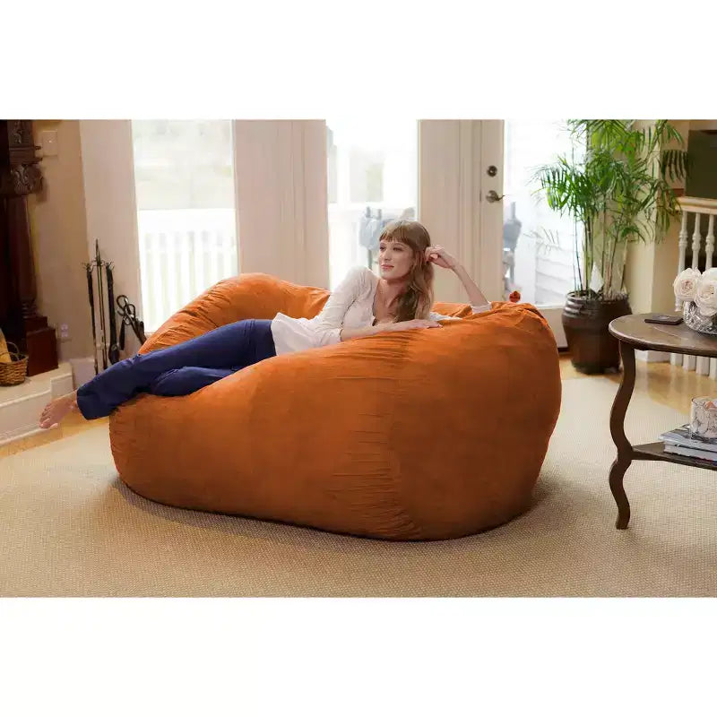 6' Large Bean Bag Lounger with Memory Foam Filling and Washable Cover - Relax Sacks