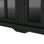 Entertainment Wall Unit with Bridge, Tempered Glass Doors for TVs Up to 70