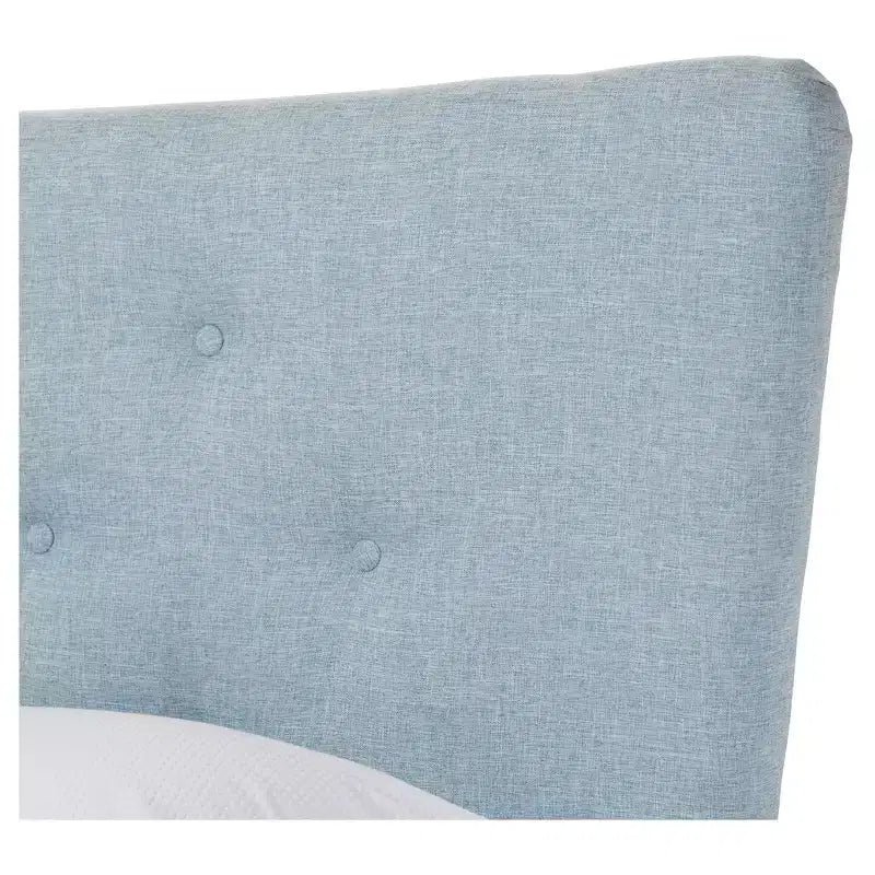 Lit plateforme Hannah Mid-Century Modern en tissu – Grand Lit – Baxton Studio