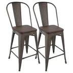 Set of 2 24 Oregon Industrial High Back Counter Height Barstools - LumiSource