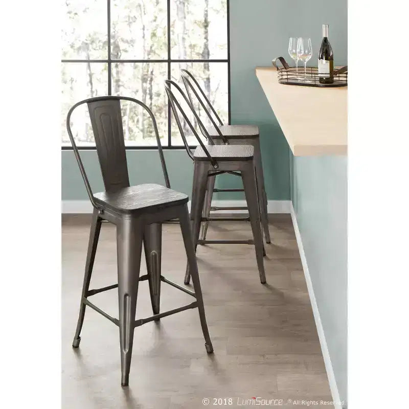 Lot de 2 tabourets de bar hauts industriels Oregon 24 po - LumiSource