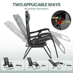 Yaheetech 2pcs 26in Padded Outdoor Zero Gravity Chair Patio Lounge Camping Chair with Armrests and Pillow