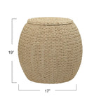 Table d'appoint avec panier de rangement en osier tressé à la main Household Essentials - 17,0 L x 17,0 l x 19,0 H