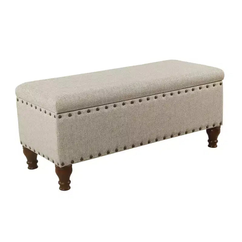 Large Storage Bench with Nailhead Trim - HomePop