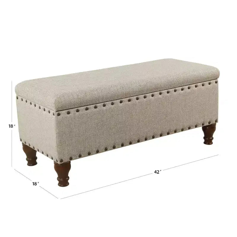 Large Storage Bench with Nailhead Trim - HomePop
