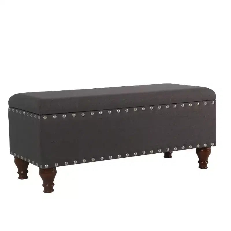 Large Storage Bench with Nailhead Trim - HomePop