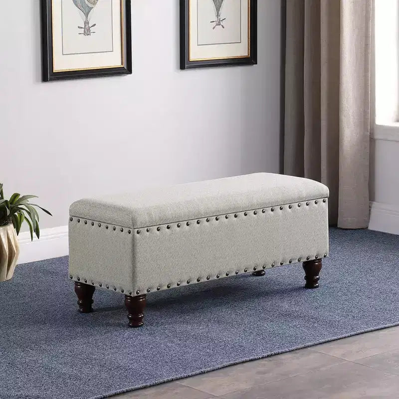 Large Storage Bench with Nailhead Trim - HomePop