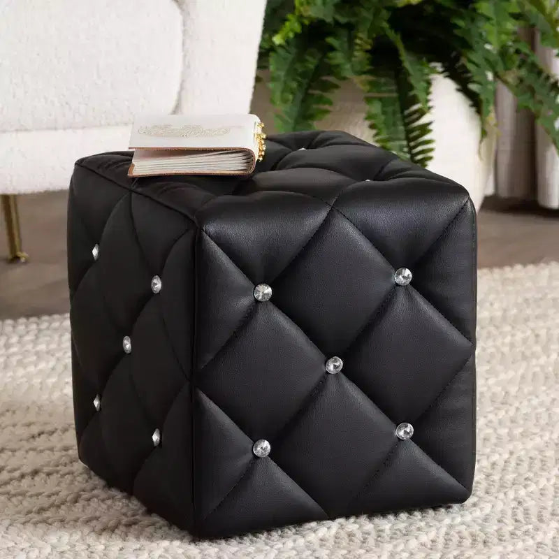 Stacey Modern and Contemporary Faux Leather Upholstered Ottoman - Baxton Studio