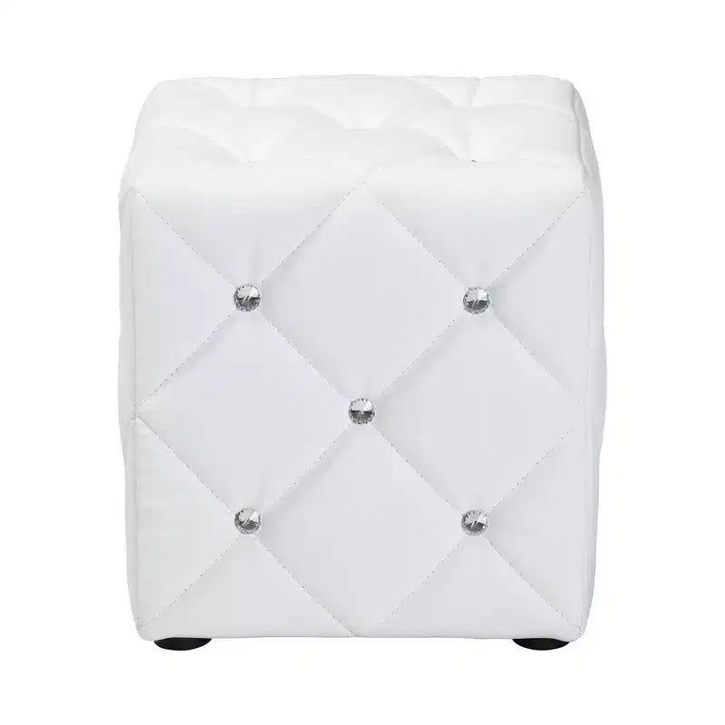 Pouf capitonné en similicuir Stacey, style moderne et contemporain - Baxton Studio