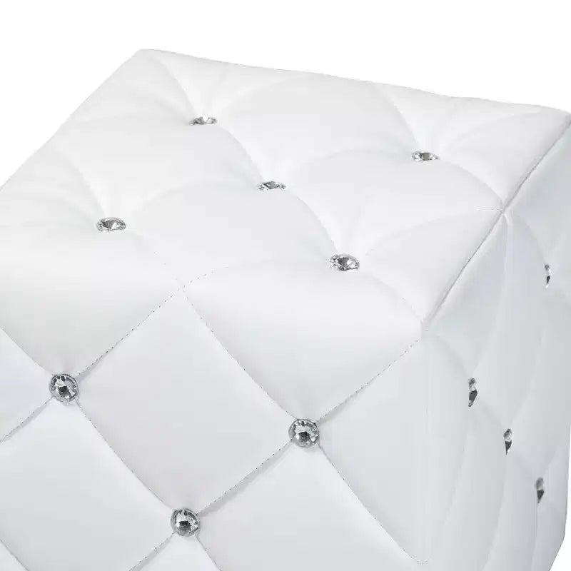 Pouf capitonné en similicuir Stacey, style moderne et contemporain - Baxton Studio