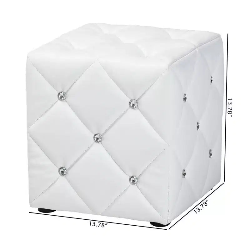 Pouf capitonné en similicuir Stacey, style moderne et contemporain - Baxton Studio