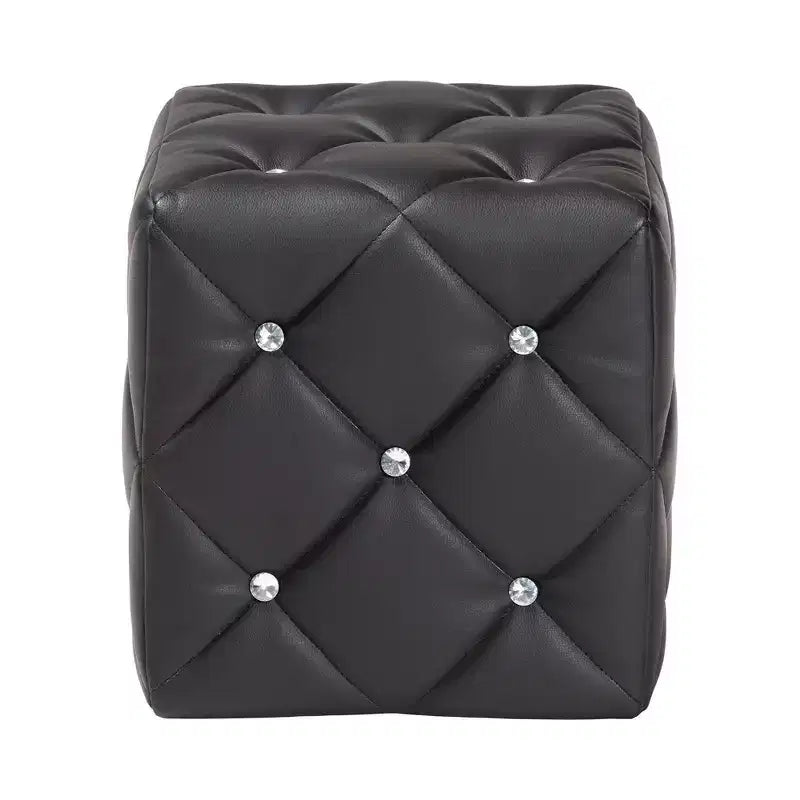 Pouf capitonné en similicuir Stacey, style moderne et contemporain - Baxton Studio