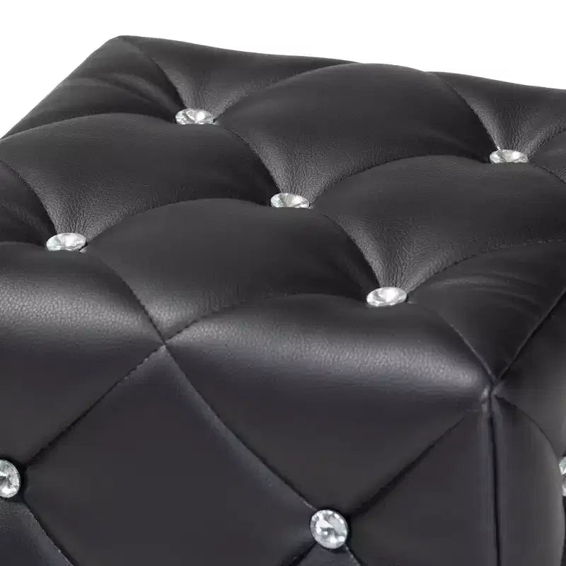 Pouf capitonné en similicuir Stacey, style moderne et contemporain - Baxton Studio