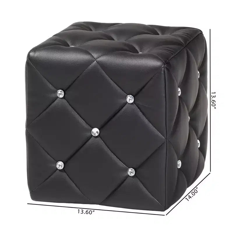 Pouf capitonné en similicuir Stacey, style moderne et contemporain - Baxton Studio