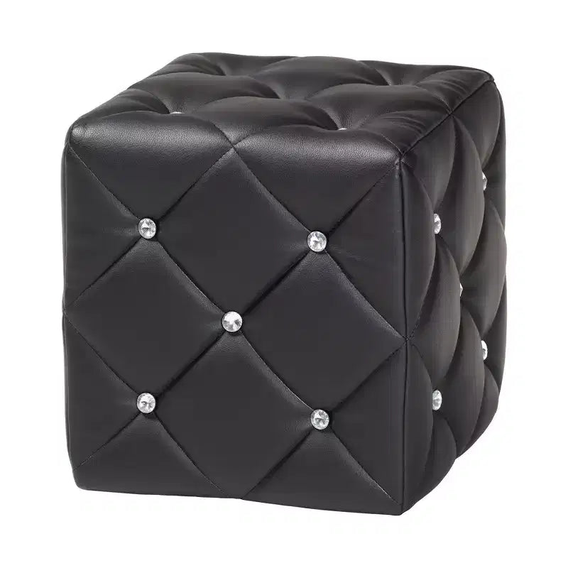 Pouf capitonné en similicuir Stacey, style moderne et contemporain - Baxton Studio