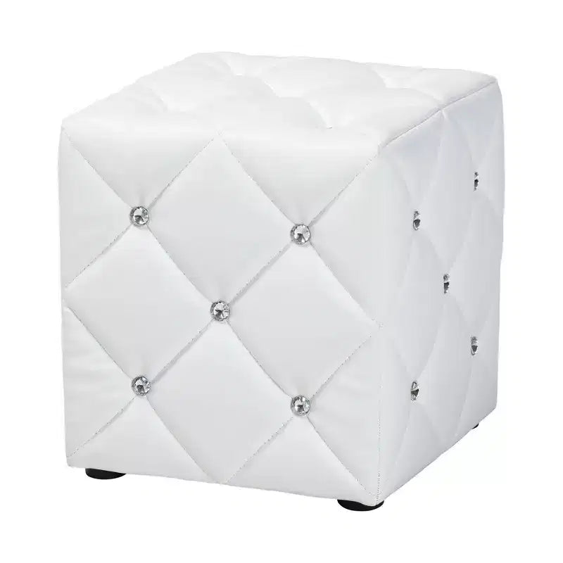 Pouf capitonné en similicuir Stacey, style moderne et contemporain - Baxton Studio