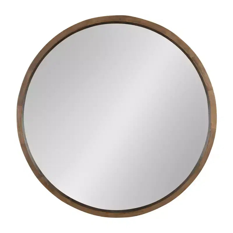 Kate and Laurel Hutton Round Decorative Wood Frame Wall Mirror