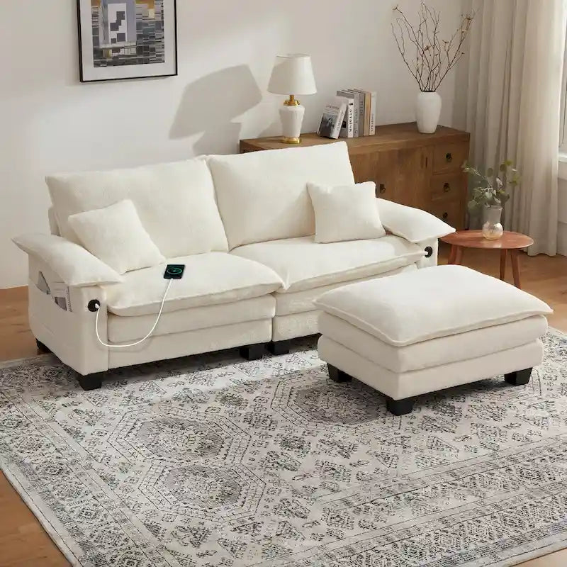Modular Sectional Sofa, Comfy Cloud Couch Sectional Sofa with Ottoman, Deep Seat Sofa Sleeper for Living Room