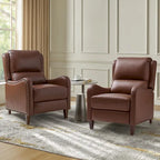 Brigida Modern Genuine Leather Nailhead Trim Recliner with Adjustable Footrest Set of 2 by HULALA HOME