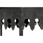 Zinc-Finished Metal and Wood Scalloped Edge Sofa Table