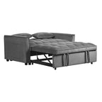 Causeuse de futon moderne en velours avec dossier inclinable et poches, 2 places – Gris foncé / Gris clair / Bleu / Noir