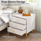 Tables de chevet blanches Table de nuit Table d'appoint Pieds en métal doré 1 pièce