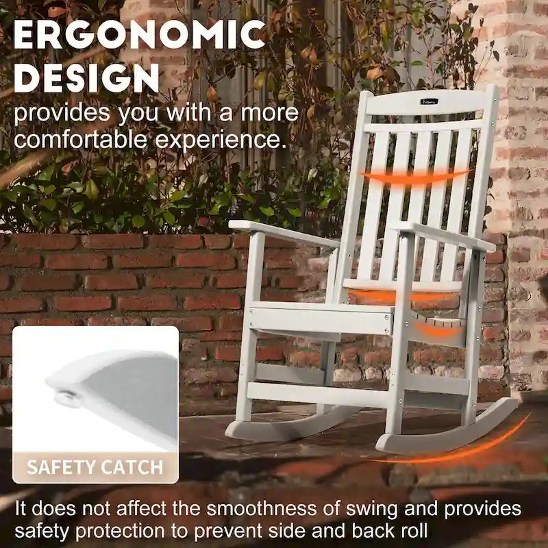 Vrakae All Weather Outdoor High Back Rocking Chair Set of 2