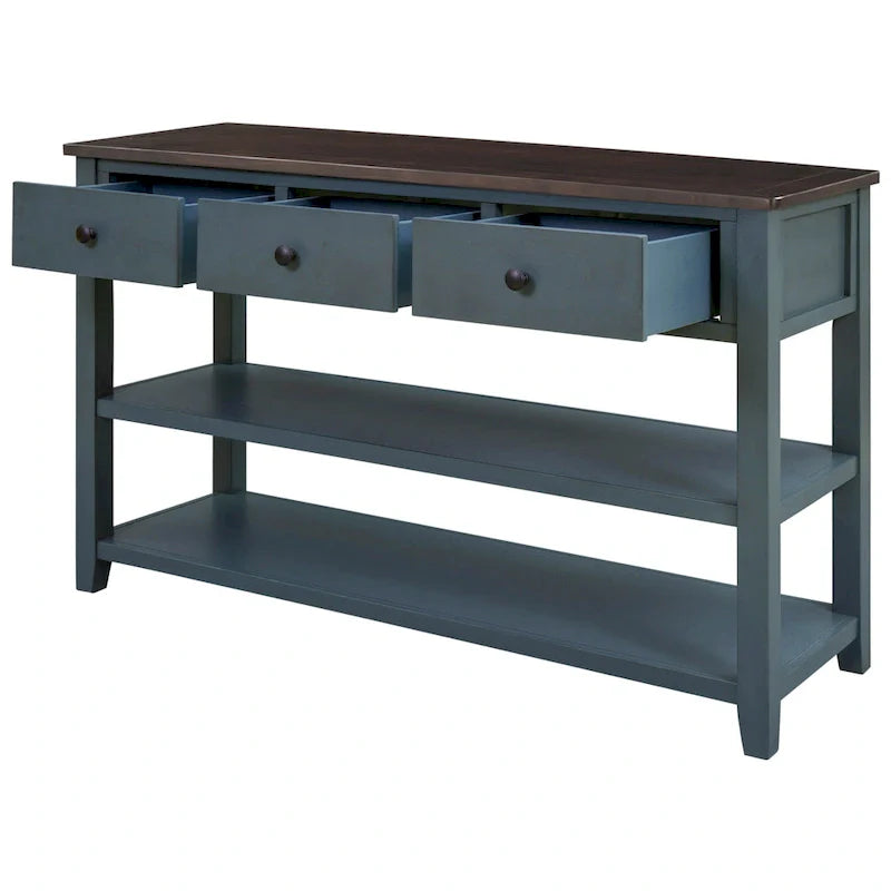Console de style rétro avec deux étagères ouvertes