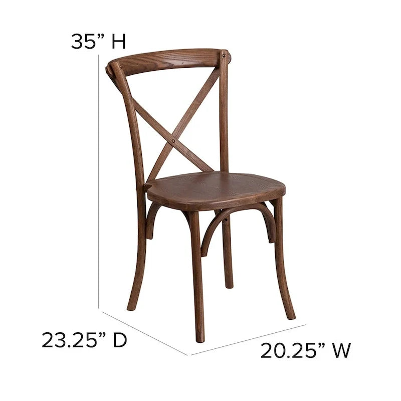 8' x 40 Rustic Folding Farm Table Set with 10 Cross Back Chairs and Cushions