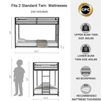 Sturdy Twin over Twin Bunk Bed Metal Black for and Adult, Low Profile Twin over twin bunk bed with Ladder and Guardrails