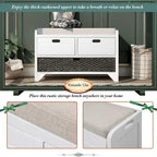 Banc de rangement en bois avec 2 paniers tressés par Harper&Bright Designs