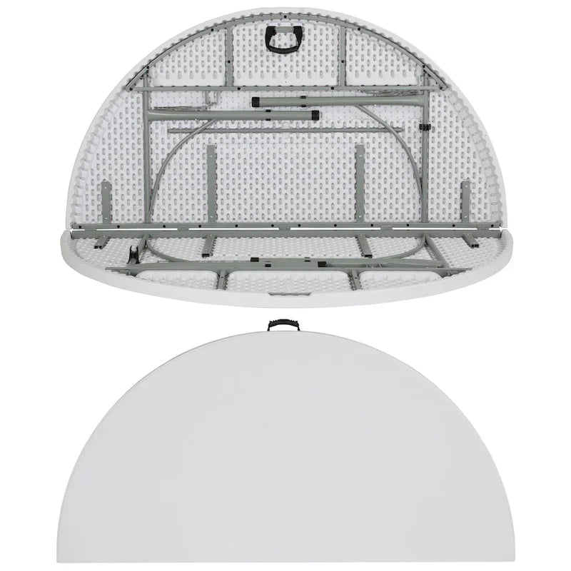 6-Foot Round Bi-Fold Plastic Event Folding Table with Handle