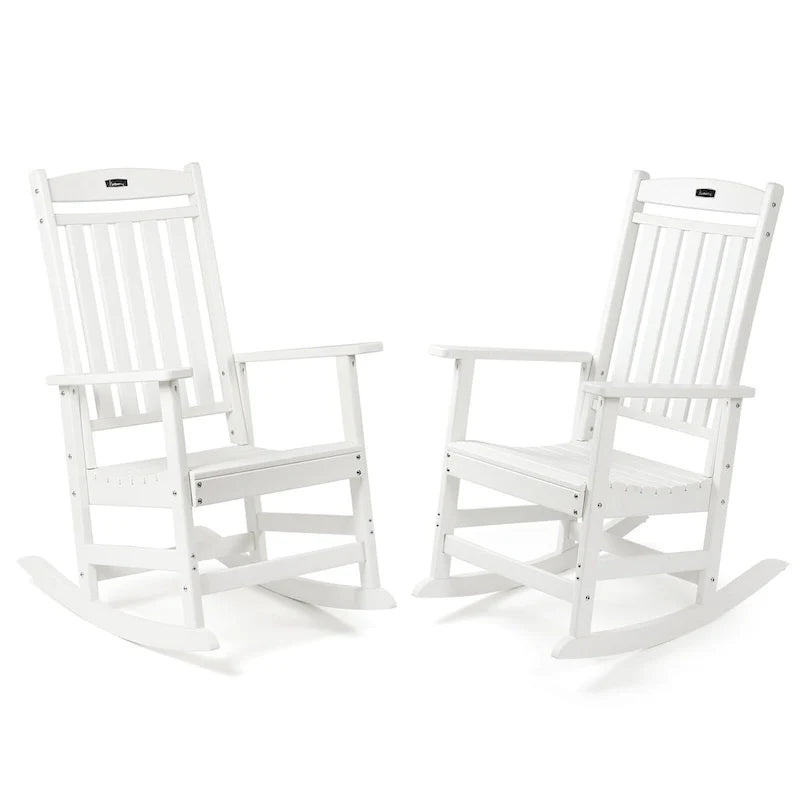 Vrakae All Weather Outdoor High Back Rocking Chair Set of 2