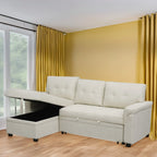 Reversible Sectional Sofa with Pull-Out Sleeper Bed, Hidden Storage Chaise, Durable Legs,