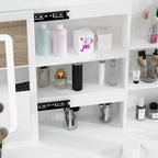 White Makeup Vanity Set with LED Mirror and Stool - 39.4 Wide