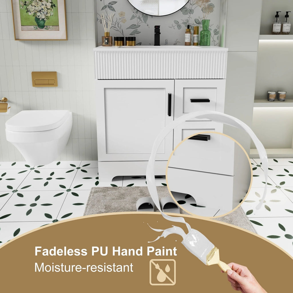 Wavy Line 30/36/48 Bathroom Vanity Set with Sink & Faucet