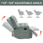 Lazy Boy Swivel Rocker Fabric Recliner Chair, Overstuffed Large Manual Recliner Glider with Pillow Top Arms and Cushion Back
