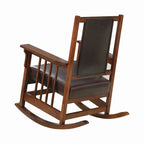 Mission Style Rocking Chair, Leather Upholstered Seat & Back, Tobacco and Dark Brown