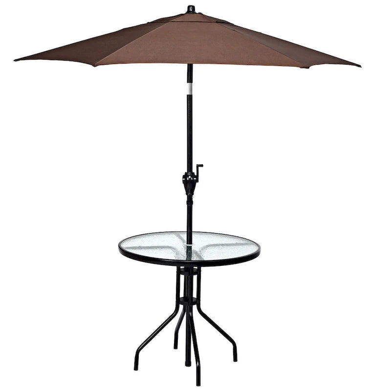 Costway 32 Outdoor Patio Round Table Tempered Glass Top