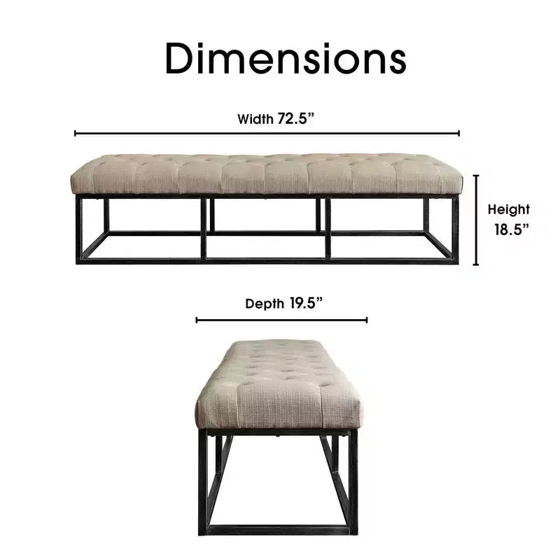 Banc capitonné Danes avec pieds en fer - Finch