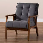 Asta Velvet Upholstered Wood Armchair - Baxton Studio