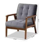 Asta Velvet Upholstered Wood Armchair - Baxton Studio