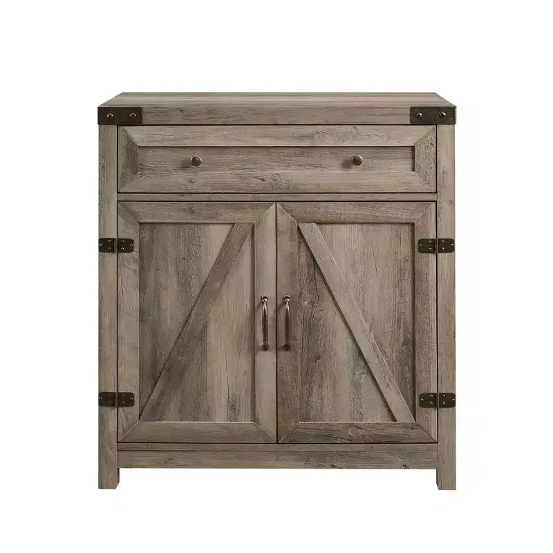 Meuble d'appoint Clarabelle en bois de grange rustique avec porte coulissante - Saracina Home